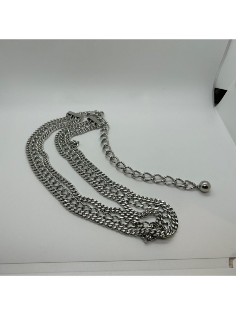 Chunky Statement Necklace or Belt Multi Strand Curb Chain Silver-tone Punk - Picture 5 of 12